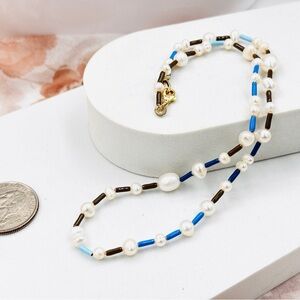 ROXANNE ASSOULIN The Happy Pearl Necklace in Denim